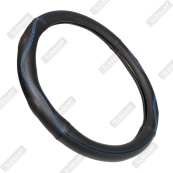 Чохол на кермо шкіра "S" (36см) чорний Elegant 105799 прошитий синьою ниткою/біла основа/4 шва(8,5см. Зображення №2 Чохол на кермо шкіра "S" (36см) чорний Elegant 105799 прошитий синьою ниткою/біла основа/4 шва(8,5см. Зображення №2