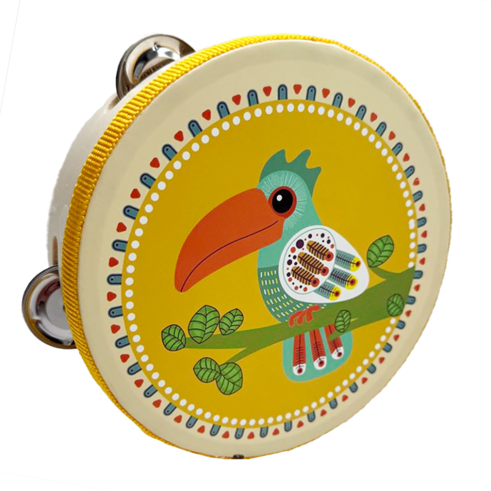 Дерев'яна іграшка Бубен "Тукан" MD 0367-44 діаметр 15 см Дерев'яна іграшка Бубен "Тукан" MD 0367-44 діаметр 15 см