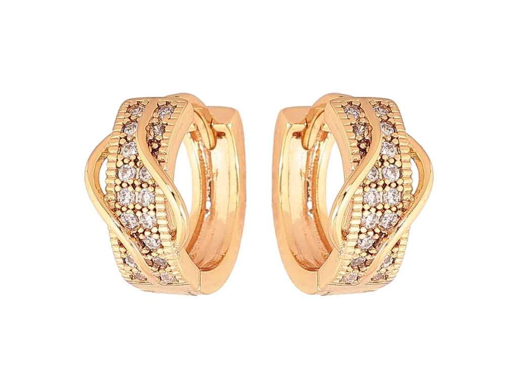 Сережки кільця Позолота 18К Інкрустація кристалами 302098 ТМ XUPING Сережки кільця Позолота 18К Інкрустація кристалами 302098 ТМ XUPING