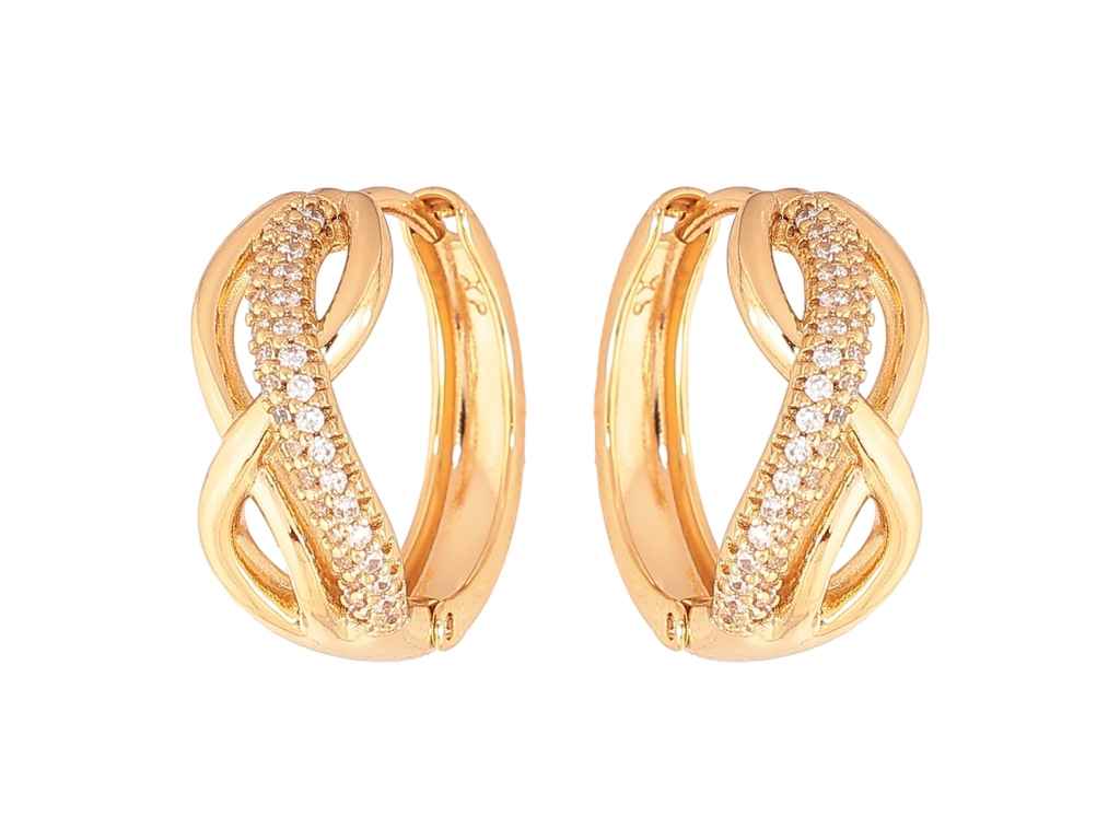 Сережки кільця Позолота 18К Візерунок з кристалами 302132 ТМ XUPING Сережки кільця Позолота 18К Візерунок з кристалами 302132 ТМ XUPING