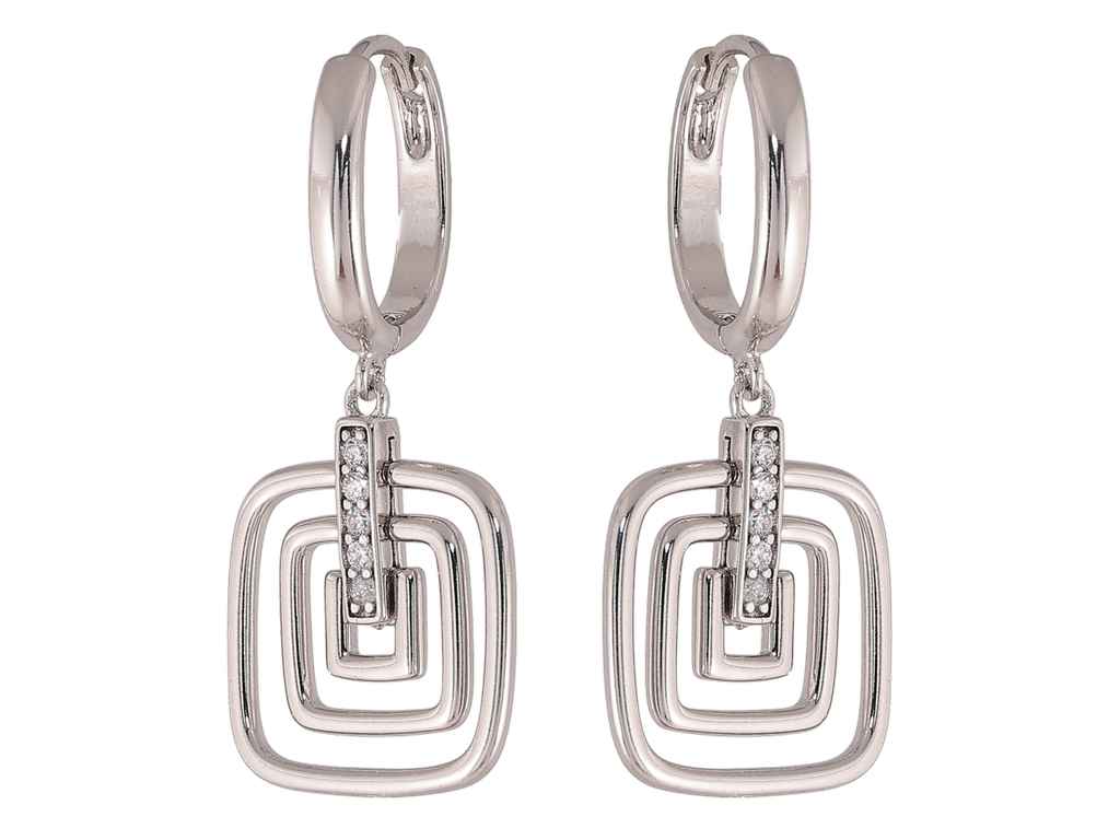 Сережки підвіски на кільцях Родій Квадратні 302842 ТМ XUPING Сережки підвіски на кільцях Родій Квадратні 302842 ТМ XUPING