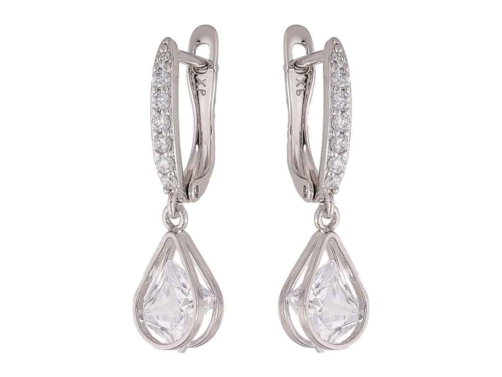 Сережки англійська застібка Родій Кристальні крапельки 302947 ТМ XUPING Сережки англійська застібка Родій Кристальні крапельки 302947 ТМ XUPING