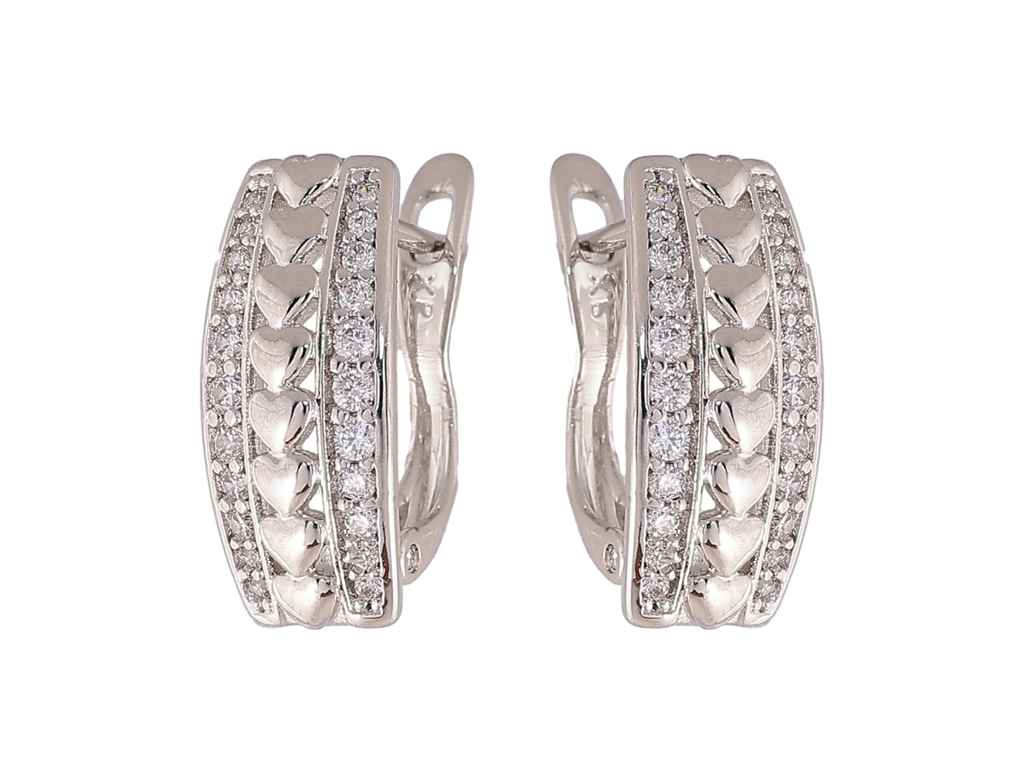 Сережки англійська застібка Родій Візерунок з кристалами 302986 ТМ XUPING Сережки англійська застібка Родій Візерунок з кристалами 302986 ТМ XUPING