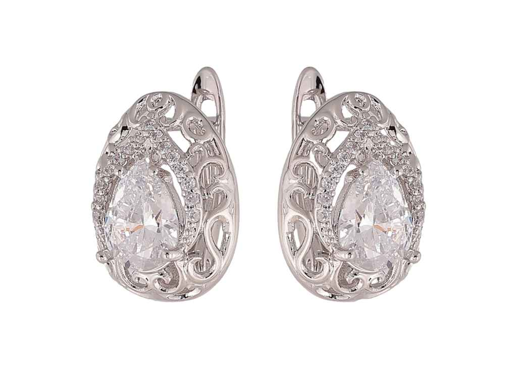 Сережки англійська застібка Родій Візерунок з кристалами 303072 ТМ XUPING Сережки англійська застібка Родій Візерунок з кристалами 303072 ТМ XUPING