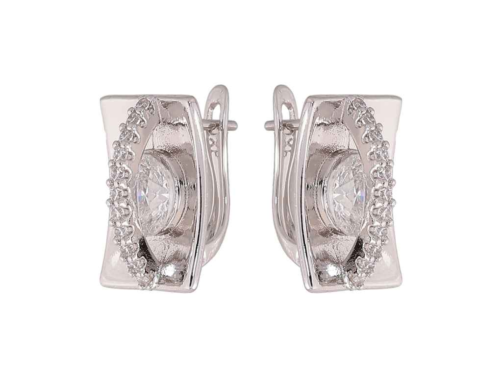 Сережки англійська застібка Родій Візерунок з кристалами 303086 ТМ XUPING Сережки англійська застібка Родій Візерунок з кристалами 303086 ТМ XUPING