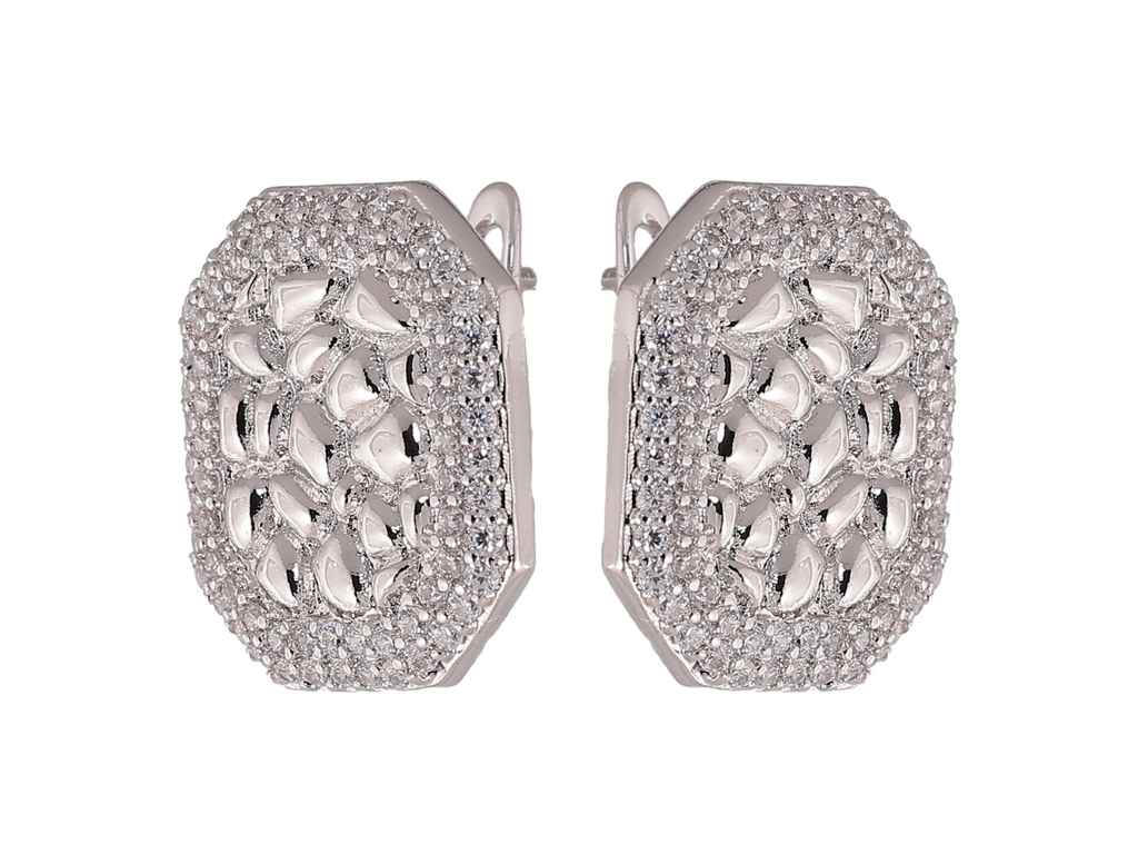 Сережки англійська застібка Родій Візерунок з кристалами 303105 ТМ XUPING Сережки англійська застібка Родій Візерунок з кристалами 303105 ТМ XUPING