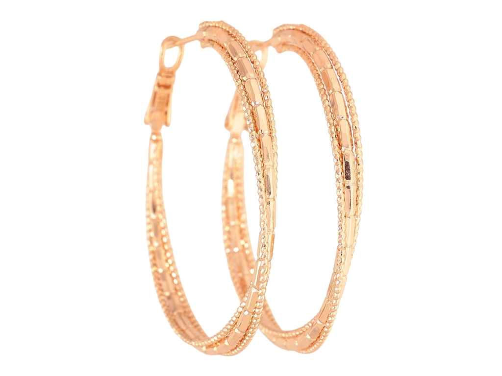 Сережки кільця ML 18K конго Декоративний візерунок ø 4,5см 303289 ТМ XUPING Сережки кільця ML 18K конго Декоративний візерунок ø 4,5см 303289 ТМ XUPING