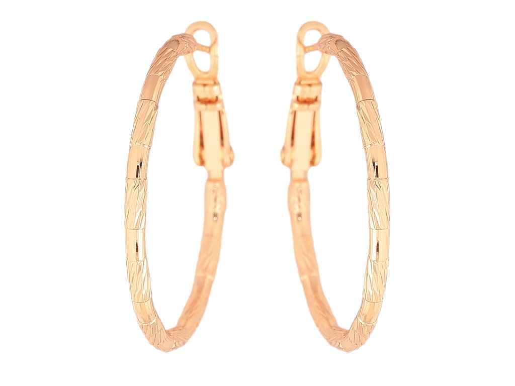 Сережки кільця ML 18K конго Декоративний візерунок ø 3см 303309 ТМ XUPING Сережки кільця ML 18K конго Декоративний візерунок ø 3см 303309 ТМ XUPING