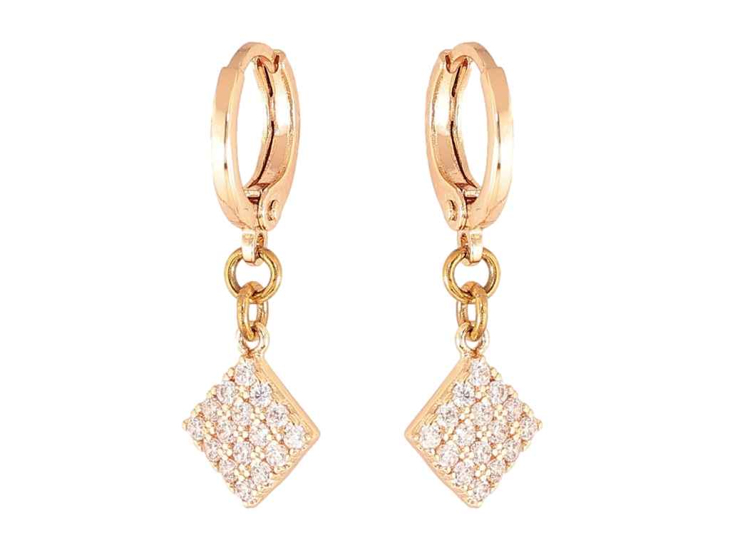 Сережки підвіски на кільцях ML 18K Ромби з кристалами 303412 ТМ XUPING Сережки підвіски на кільцях ML 18K Ромби з кристалами 303412 ТМ XUPING