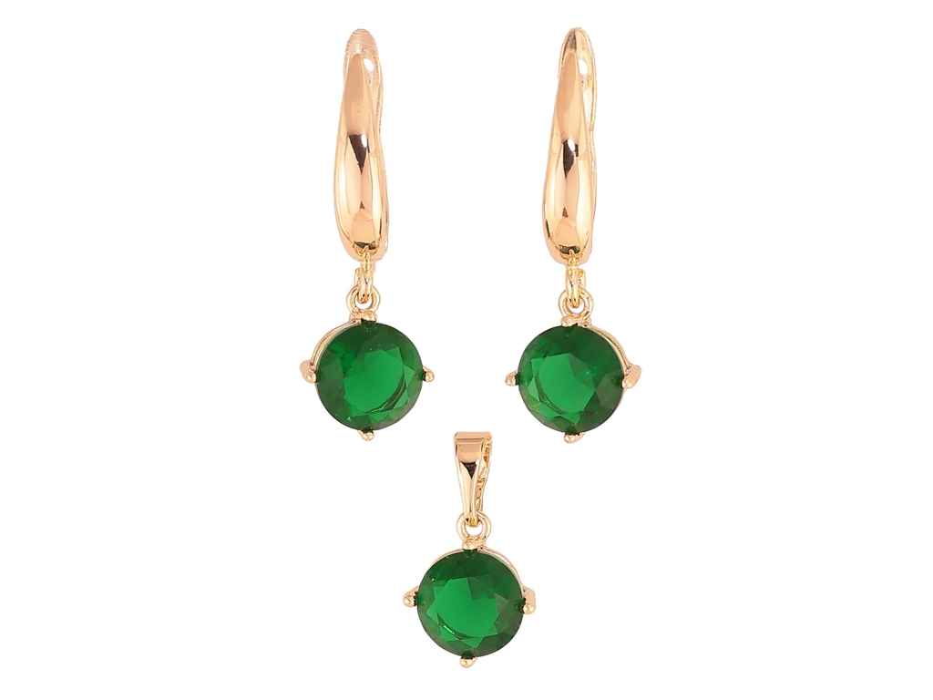 Сережки ML 18K Кулон Зелені кристали ø 8мм 303443 ТМ XUPING Сережки ML 18K Кулон Зелені кристали ø 8мм 303443 ТМ XUPING