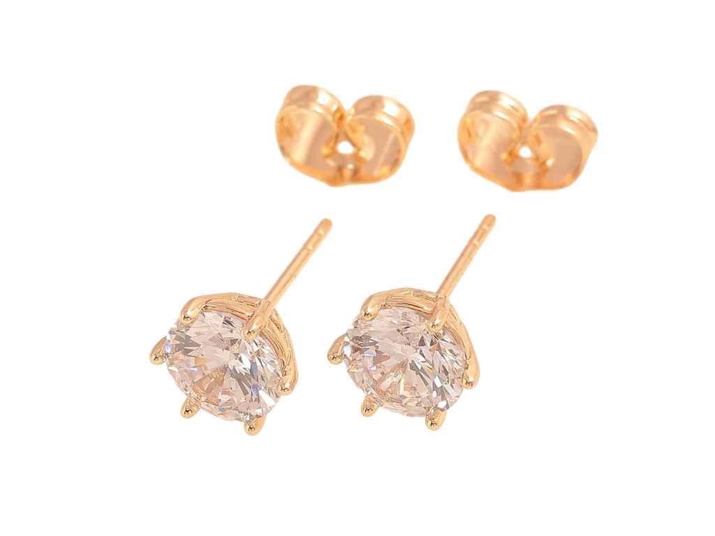 Сережки пусети ML 18K Кристали в 6-ти крапановій оправі ø 7мм 303517 ТМ XUPING Сережки пусети ML 18K Кристали в 6-ти крапановій оправі ø 7мм 303517 ТМ XUPING