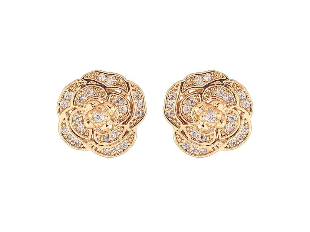 Сережки пусети ML 18K Квіточки з кристалами 303634 ТМ XUPING Сережки пусети ML 18K Квіточки з кристалами 303634 ТМ XUPING