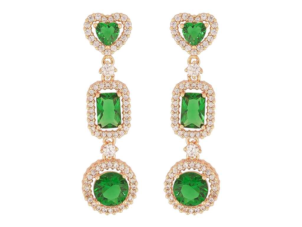 Сережки пусети ML 18K Зелені кришталеві підвіски 303721 ТМ XUPING Сережки пусети ML 18K Зелені кришталеві підвіски 303721 ТМ XUPING