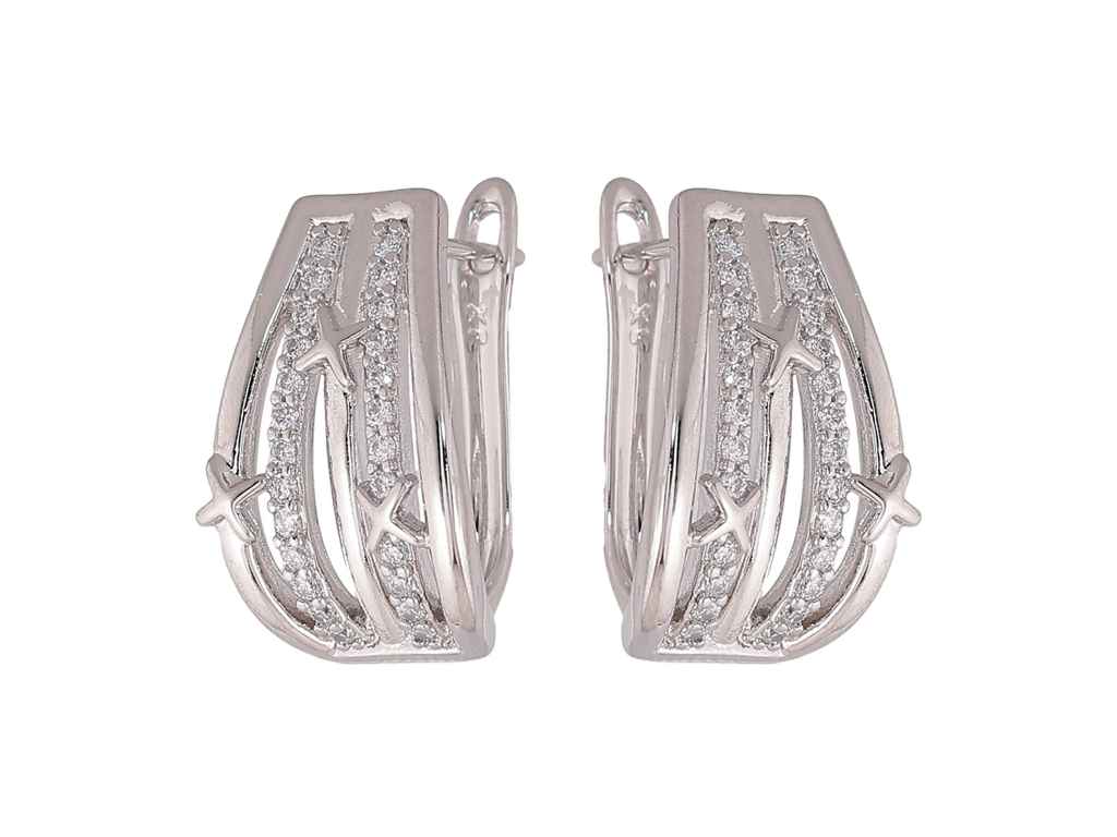 Сережки англійська застібка Родій Візерунок з кристалами 303029 ТМ XUPING Сережки англійська застібка Родій Візерунок з кристалами 303029 ТМ XUPING