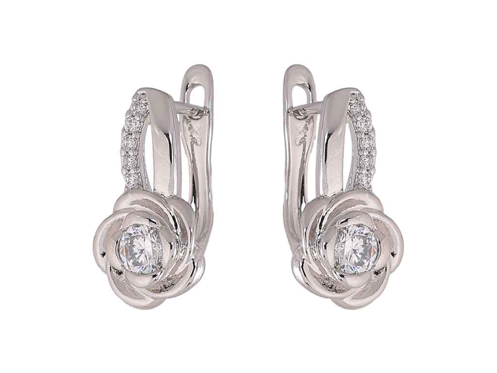 Сережки англійська застібка Родій Квіточки з кристалами 303053 ТМ XUPING Сережки англійська застібка Родій Квіточки з кристалами 303053 ТМ XUPING