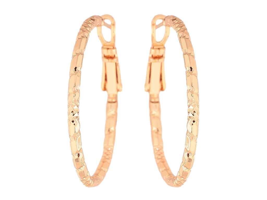 Сережки кільця ML 18K конго Декоративний візерунок ø 3см 303313 ТМ XUPING Сережки кільця ML 18K конго Декоративний візерунок ø 3см 303313 ТМ XUPING