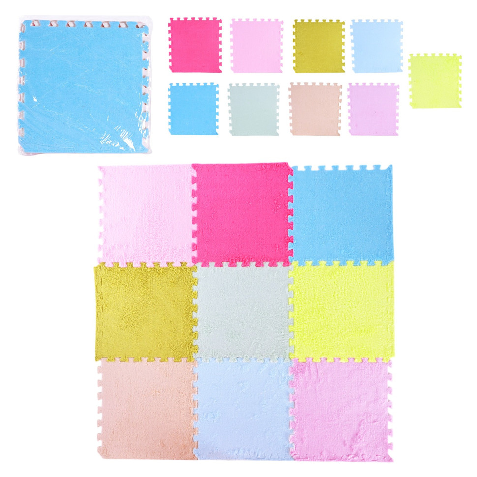 Дитячий килимок-пазл K9703 плюшевий 30x30x0,6 см 9 деталей Дитячий килимок-пазл K9703 плюшевий 30x30x0,6 см 9 деталей