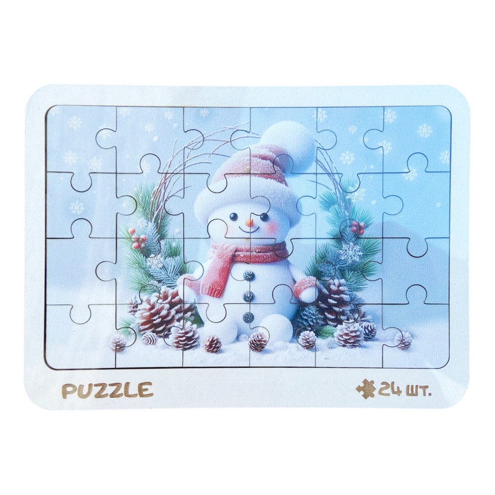 Новогодний пазл-вкладыш "Снеговичок" 3240-19-006, 16х22 см Новогодний пазл-вкладыш "Снеговичок" 3240-19-006, 16х22 см