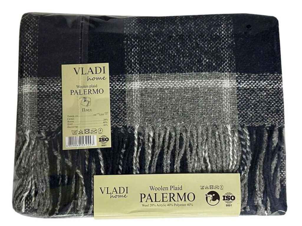 Плед 170*210 Palermo 07/SOFA біл-дим-св.антр ТМ VLADI Плед 170*210 Palermo 07/SOFA біл-дим-св.антр ТМ VLADI