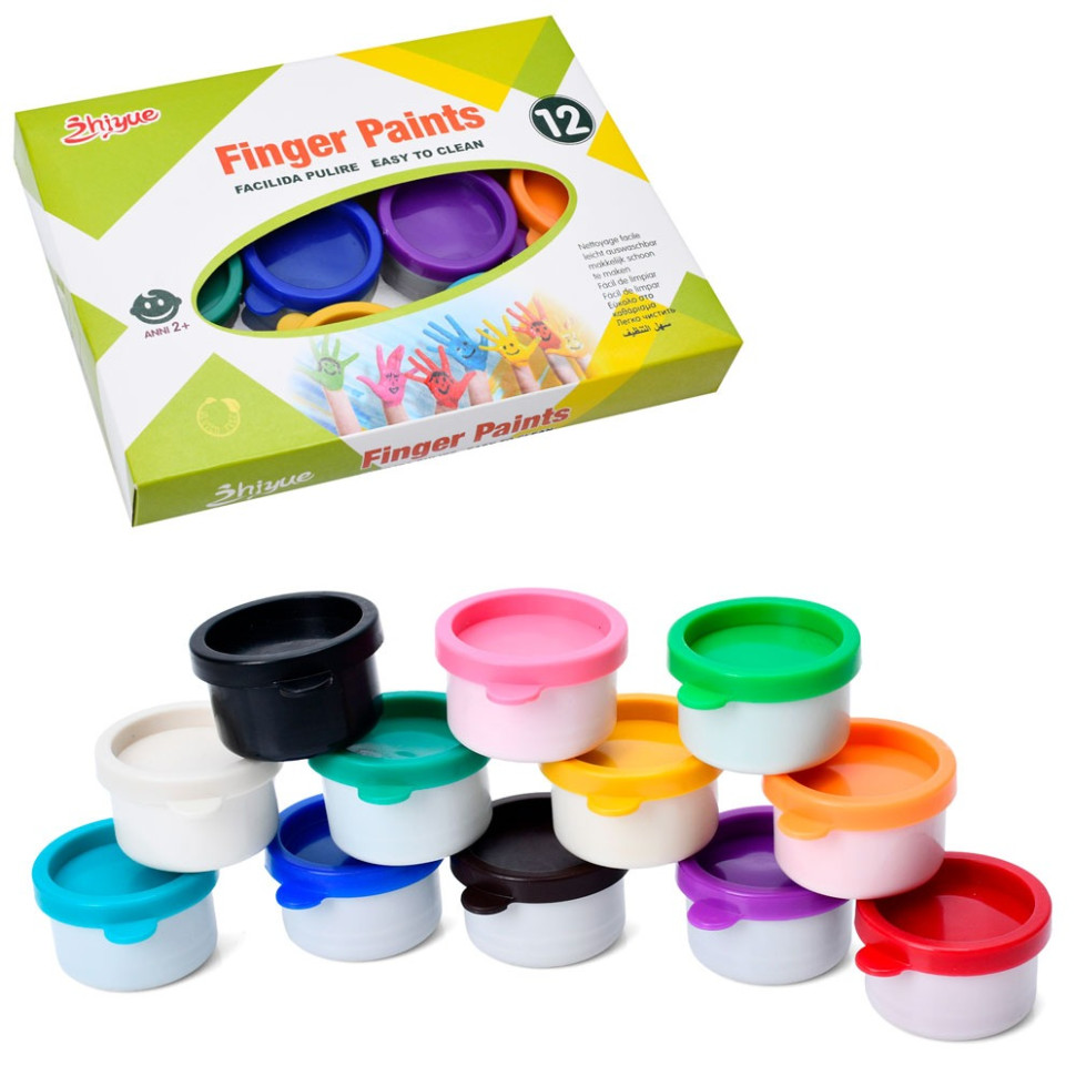 Набір для творчості "Пальчикові фарби" Bamvi MK 5394, 12 кольорів, 30 мл Набір для творчості "Пальчикові фарби" Bamvi MK 5394, 12 кольорів, 30 мл