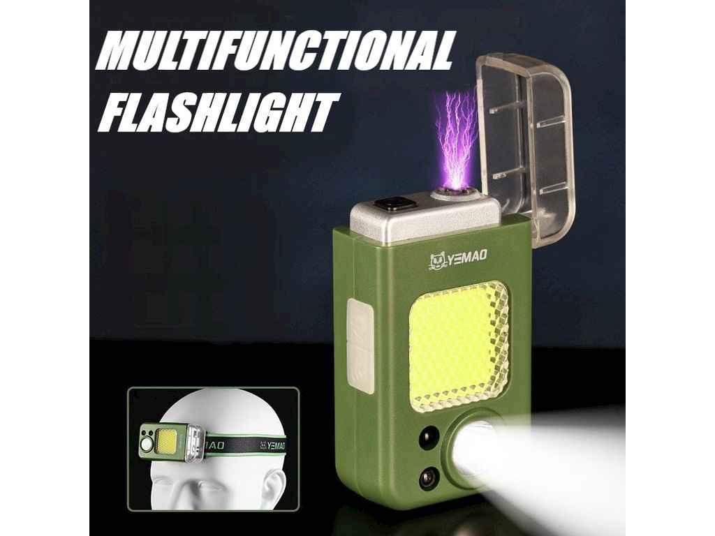 Ліхтар налобний 5000K АКБ вбудований MULTIFUNCTIONAL YEMAO YM-T618-LEDCOB, запальничка, ЗУ Type-C, Box ТМ КИТАЙ Ліхтар налобний 5000K АКБ вбудований MULTIFUNCTIONAL YEMAO YM-T618-LEDCOB, запальничка, ЗУ Type-C, Box ТМ КИТАЙ