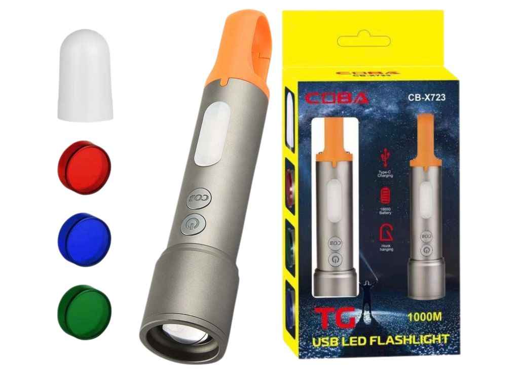 Ліхтар світлодіодний 6000K CB-X723-TG3LED, 3 фільтри, ЗУ Type-C, zoom, Box АКБ ТМ КИТАЙ Ліхтар світлодіодний 6000K CB-X723-TG3LED, 3 фільтри, ЗУ Type-C, zoom, Box АКБ ТМ КИТАЙ