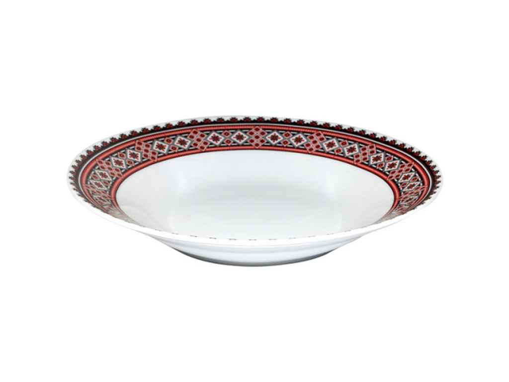 Тарілка №8 30003-004 суп Вишиванка червоне та чорне ТМ SNT Тарілка №8 30003-004 суп Вишиванка червоне та чорне ТМ SNT