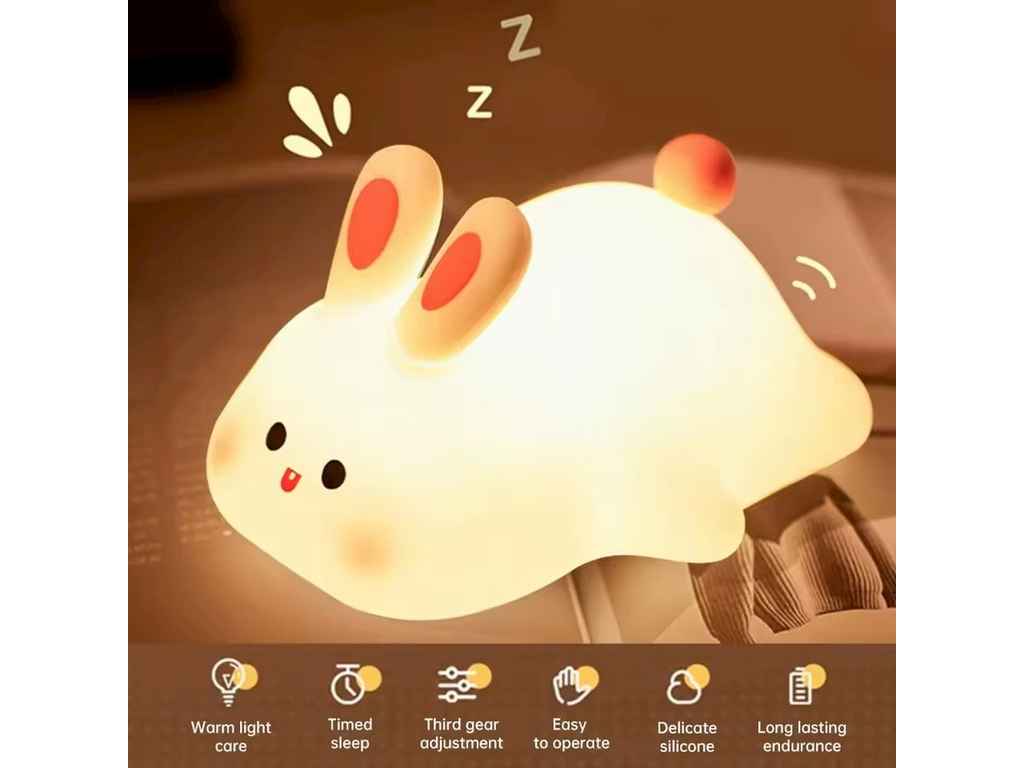 Нічник силіконовий Лежачий зайчик ZB-736 ТМ КИТАЙ Нічник силіконовий Лежачий зайчик ZB-736 ТМ КИТАЙ