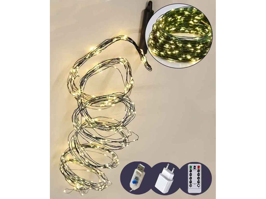 Гірлянда-пучок роса 300LED білий теплий 3м 10 ліній8 режимівUSBпульт ТМ КИТАЙ Гірлянда-пучок роса 300LED білий теплий 3м 10 ліній8 режимівUSBпульт ТМ КИТАЙ
