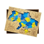 Дерев'яний пазл "Україна Жовто-Блакитна" Wood Story WSUA0152 XXL 49х34 см, 260 деталей. Зображення №9