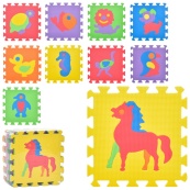 Детский коврик Мозаика "Животные" M 0376-1, 10 деталей, EVA, 30х30 см. Изображение №2