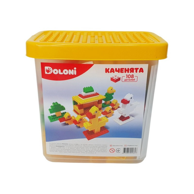 Конструктор "Каченята" 013888/11 в пластиковому боксі, 108 деталей Конструктор "Каченята" 013888/11 в пластиковому боксі, 108 деталей