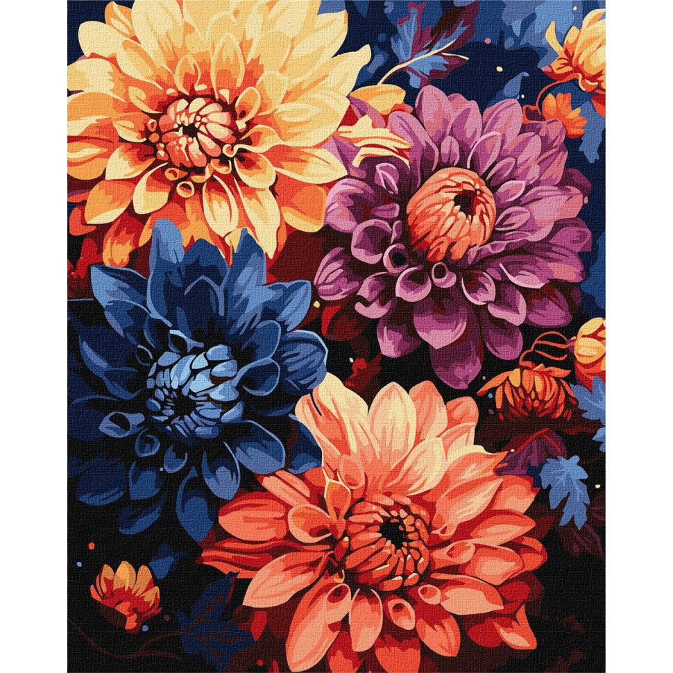 Картина за номерами "Барвисті жоржини" ©art_selena_ua KHO3248, 40х50см Картина за номерами "Барвисті жоржини" ©art_selena_ua KHO3248, 40х50см