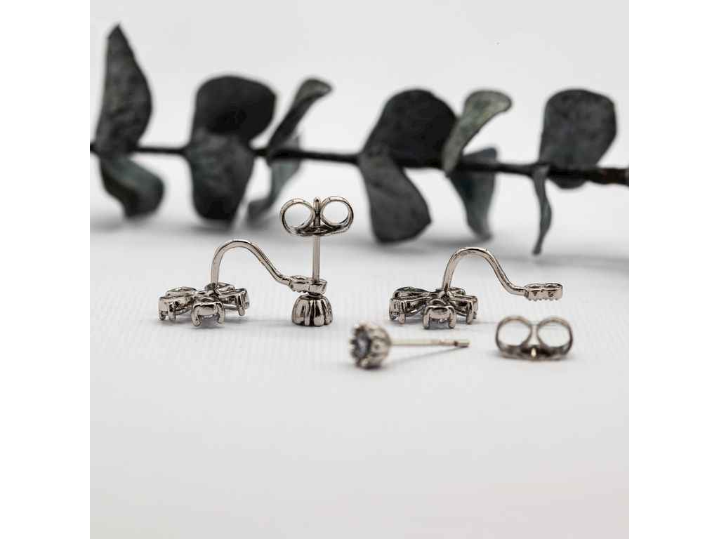 Сережки підвіски Квітка 57229 19х9мм білі фіаніти 2.3г позолота Біле Золото ТМ XUPING Сережки підвіски Квітка 57229 19х9мм білі фіаніти 2.3г позолота Біле Золото ТМ XUPING