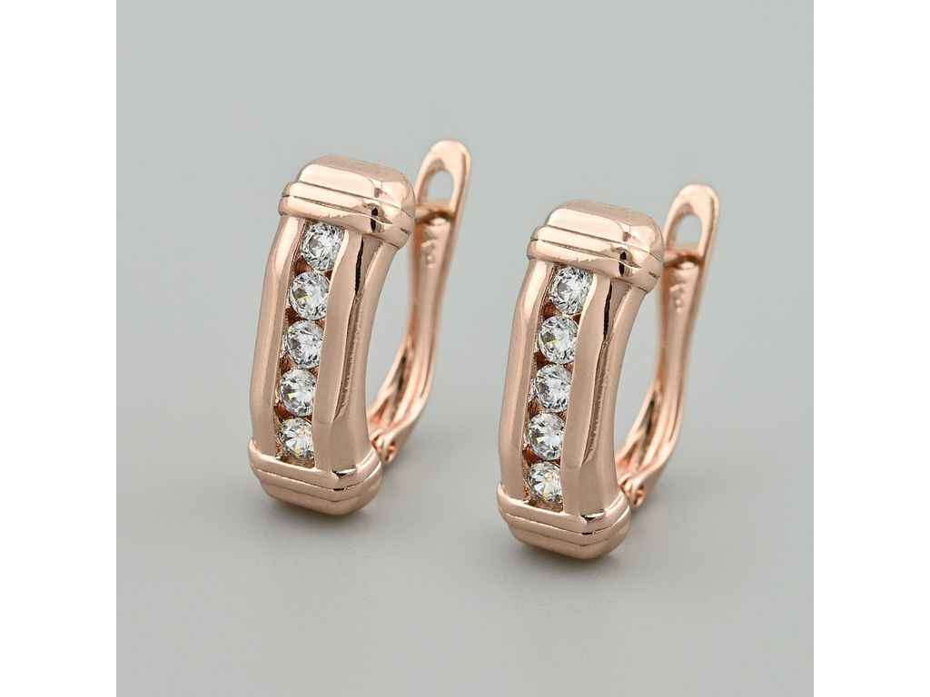 Сережки Контур 55869 17х6мм білі фіаніти 4.4г позолота РО ТМ XUPING Сережки Контур 55869 17х6мм білі фіаніти 4.4г позолота РО ТМ XUPING