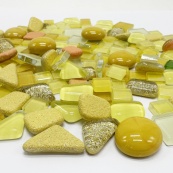 Набір скляних камінців для мозаїки 6505, 200 грам, 150-180 шт, 4 мм, жовтий. Зображення №2