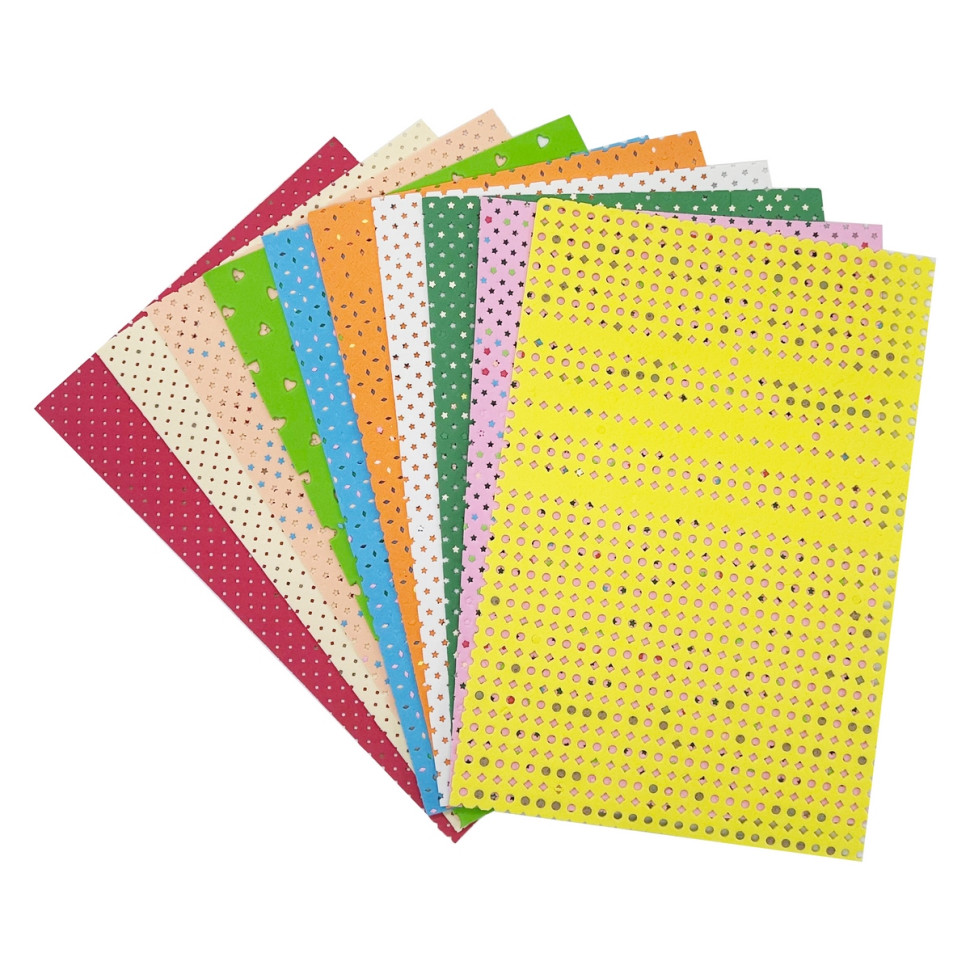 Набір фоамірана 859562 А4, 1,0 мм, 10 аркушів, з дірочками різних фігур Набір фоамірана 859562 А4, 1,0 мм, 10 аркушів, з дірочками різних фігур