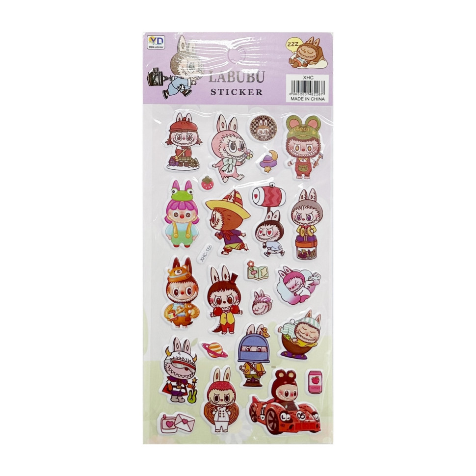 Дитячий набір наліпок "Лабубу" YG0328(Violet2) мікс, 10х22 см Дитячий набір наліпок "Лабубу" YG0328(Violet2) мікс, 10х22 см