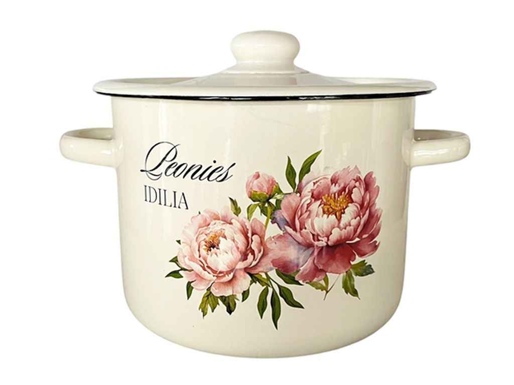 Каструля ем. 5,5л /4 циліндрична Півонія (молочна коричнева) I1617/4 ТМ IDILIA Каструля ем. 5,5л /4 циліндрична Півонія (молочна коричнева) I1617/4 ТМ IDILIA