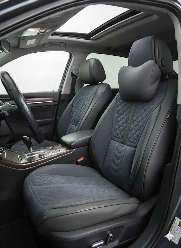 Чохли - Накидки сидіння Алькантара + Шкір. зам 5D "YUKI" (спинка закрита) Сірі Чохли - Накидки сидіння Алькантара + Шкір. зам 5D "YUKI" (спинка закрита) Сірі