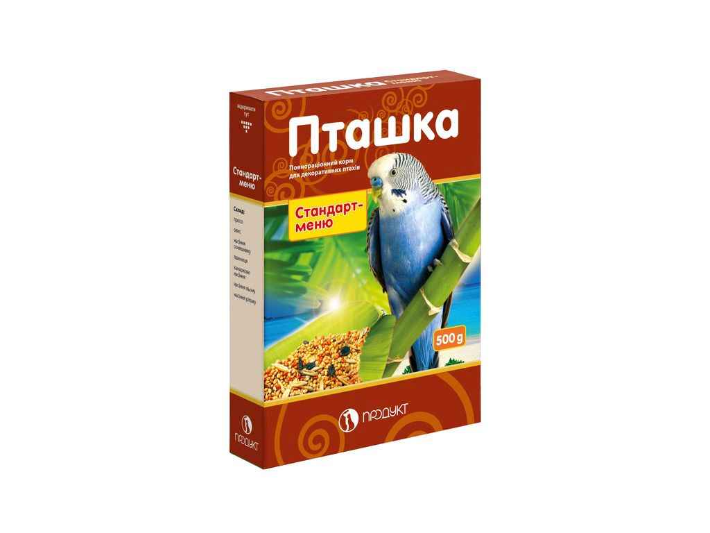 Корм для птахів 500г Пташка декоративних стандарт-меню ТМ Продукт Корм для птахів 500г Пташка декоративних стандарт-меню ТМ Продукт
