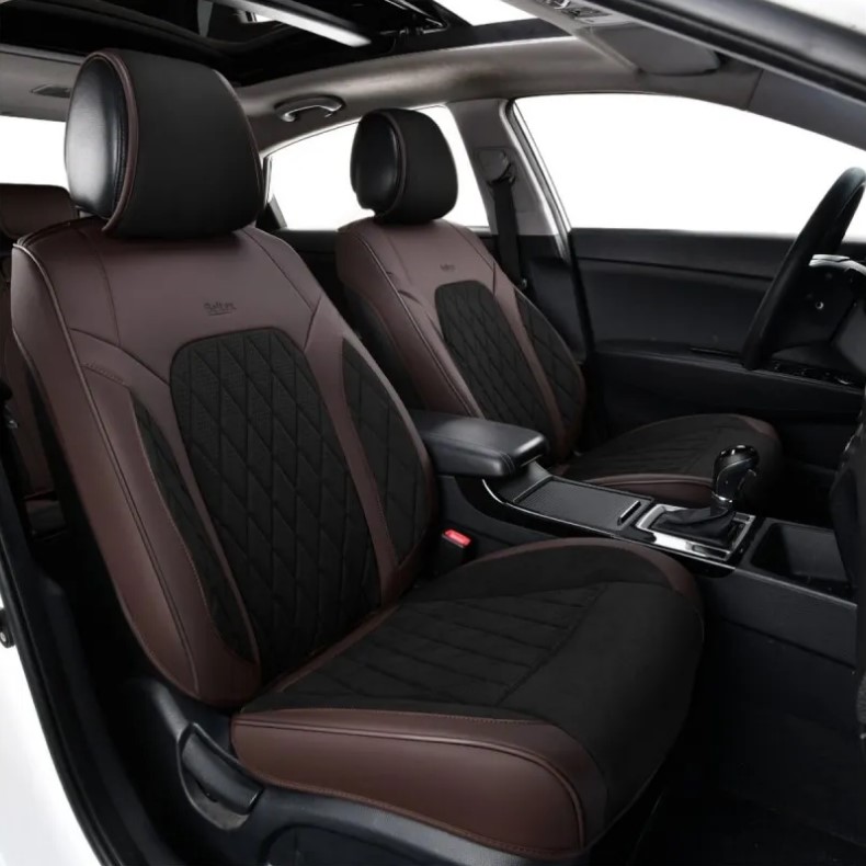 Чохли - Накидки сидіння Екошкіра+Алькантара з вентиляцією 3D "MALIBU" Чорно-Корич. Beltex - BX89700 Чохли - Накидки сидіння Екошкіра+Алькантара з вентиляцією 3D "MALIBU" Чорно-Корич. Beltex - BX89700
