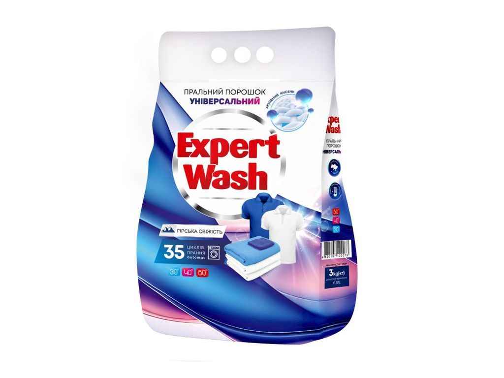 Пральний порошок Автомат 3кг універсальний Гірська свіжість ТМ Expert Wash Пральний порошок Автомат 3кг універсальний Гірська свіжість ТМ Expert Wash