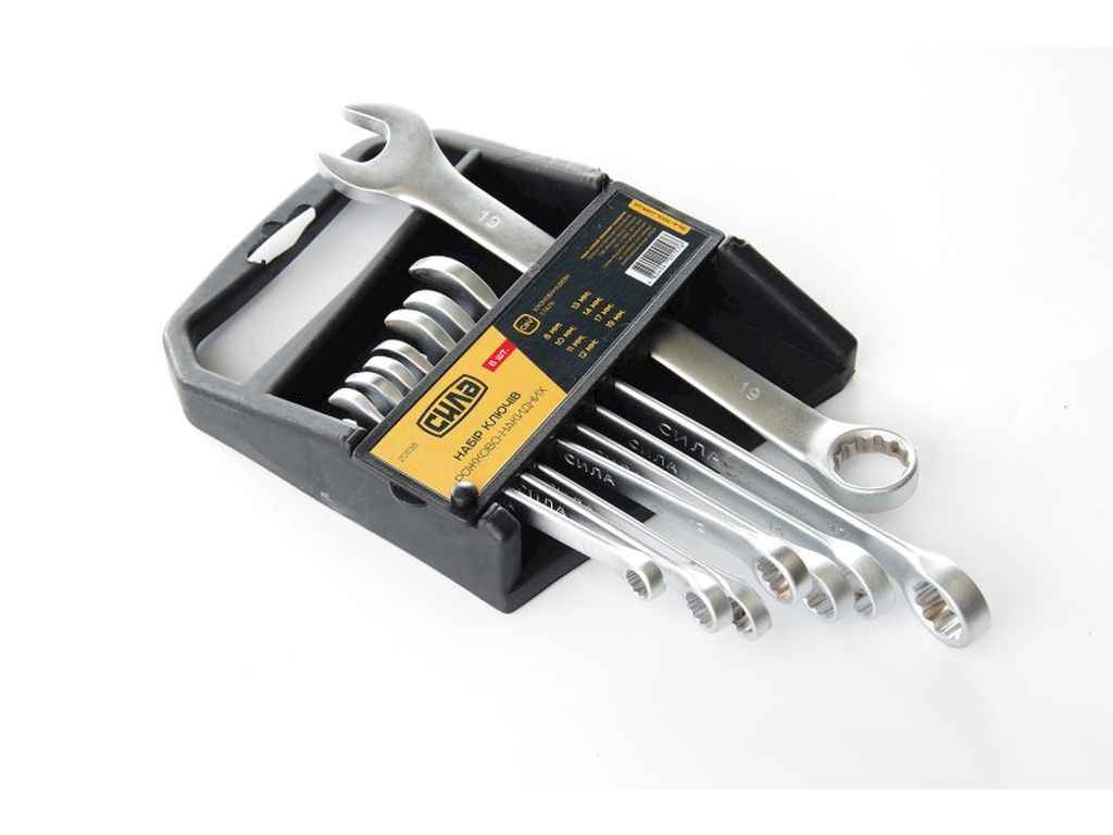 Набір ключів 8 Cr-V ріжково-накидних (8,10,11,12,13,14,17,19мм) ТМ СИЛА Набір ключів 8 Cr-V ріжково-накидних (8,10,11,12,13,14,17,19мм) ТМ СИЛА