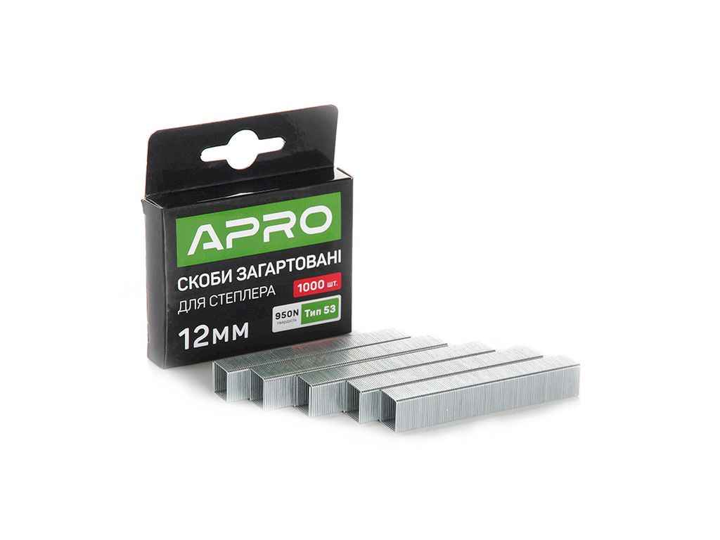 Скоби для степлера будівельного 12х11,3мм 1000шт загартовані 0.7мм ТМ APRO Скоби для степлера будівельного 12х11,3мм 1000шт загартовані 0.7мм ТМ APRO