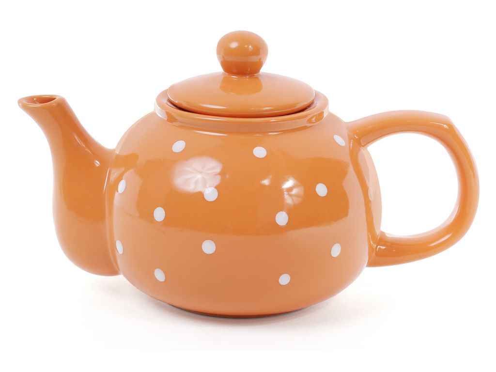 Заварник 1л помаранчевий у білий горошок ТМ BONADI Заварник 1л помаранчевий у білий горошок ТМ BONADI