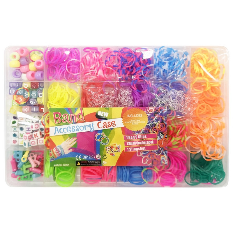 Набір гумок для плетіння 035-63 у пластиковому боксі, з бусами Набір гумок для плетіння 035-63 у пластиковому боксі, з бусами