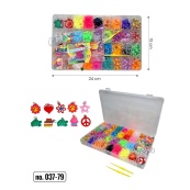Набір гумок для плетіння браслетів 037-79, 2 гачка, підвіски, намистини. Зображення №2