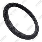 Чохол на кермо фланель "М" (37-38см) чорний Elegant 115211 квіти з чорним камінням. Зображення №2