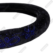 Чохол на кермо фланель "М" (37-38см) чорний Elegant 115271 метелик з синім камінням. Изображение №3